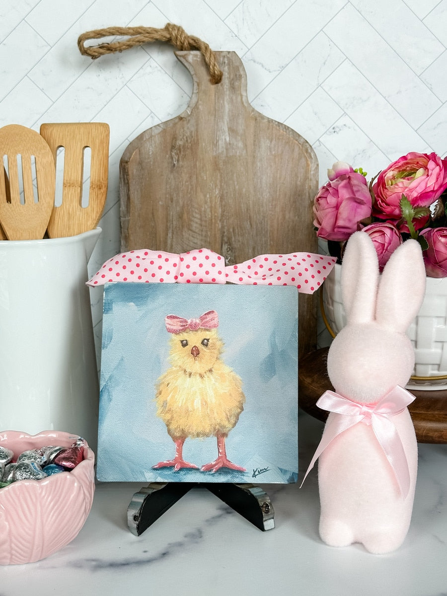 Pink Kross Bow Chick hanging ornament with a bow detail