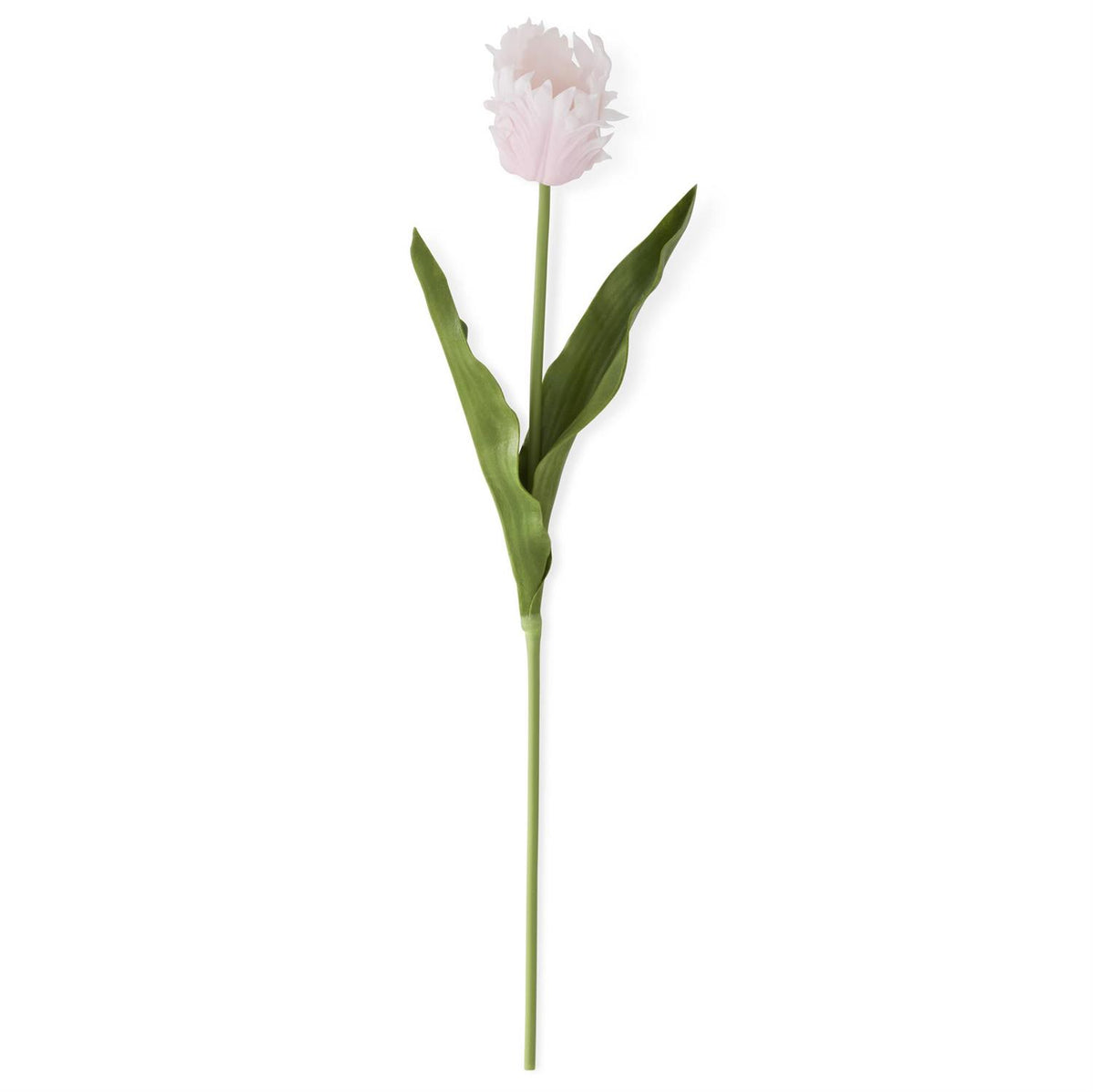 Real Touch parrot tulip plant with green plastic leaves on a wire stand.