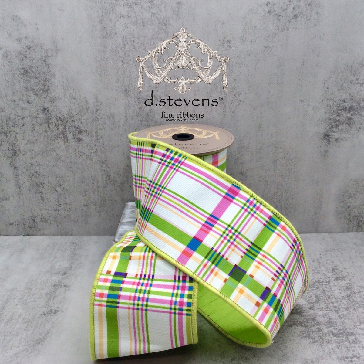 Poplin colorful plaid ribbon with a festive checkered pattern in bright hues.