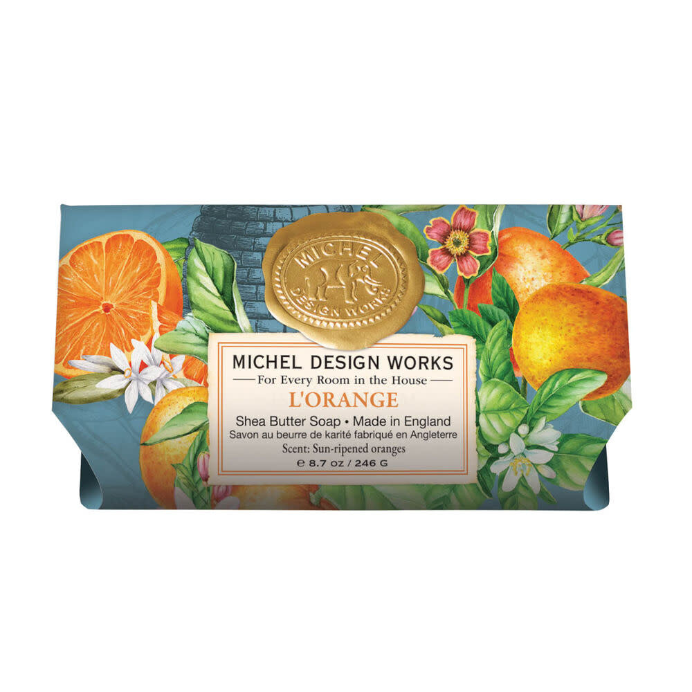 Large rectangular bath soap bar in a natural beige color with subtle speckled texture.