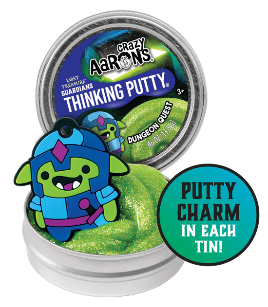 Tin containing non-toxic silicone putty character from Lost Treasure Guardians mystery set.