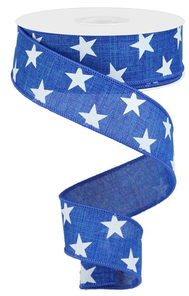 1.5" x 10yd Stars On Royal Ribbon