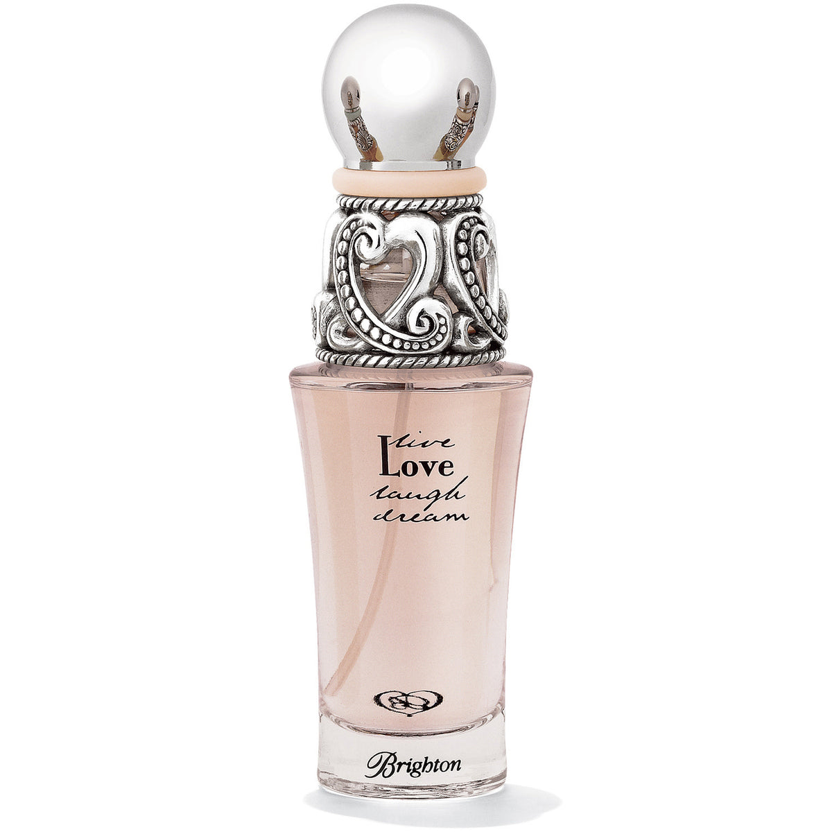 Pink glass bottle of Love Eau De Parfum with floral label