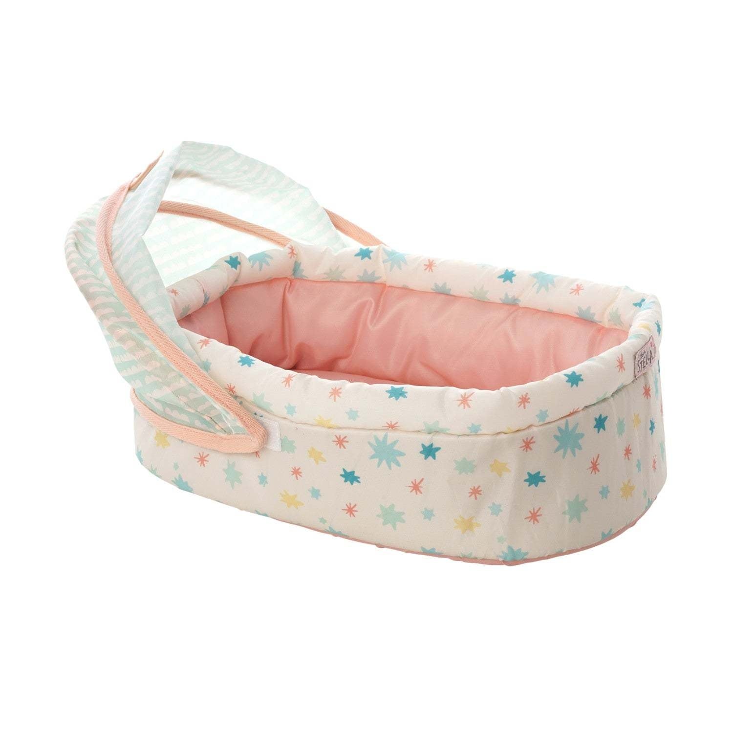 Soft Love Stella crib in light blue with white polka dots.