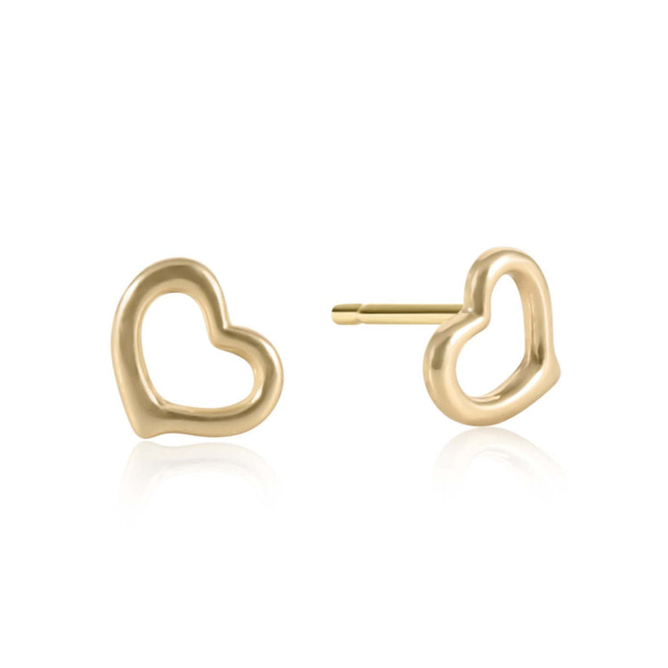 Gold-filled love stud earring with heart-shaped silhouette