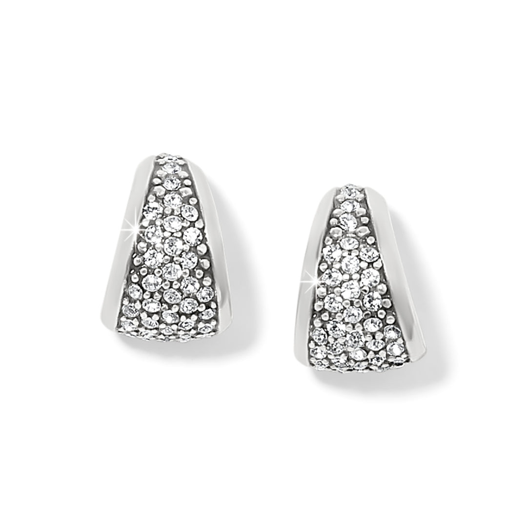 Meridian Small Silver Hoop Earrings with pavé crystals and post backs.