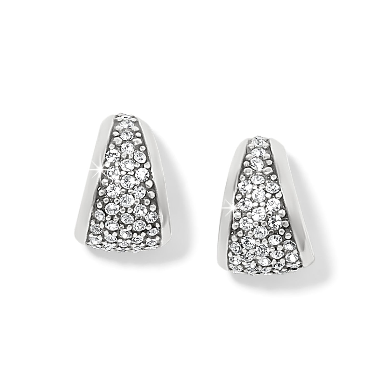Meridian Small Silver Hoop Earrings with pavé crystals and post backs.