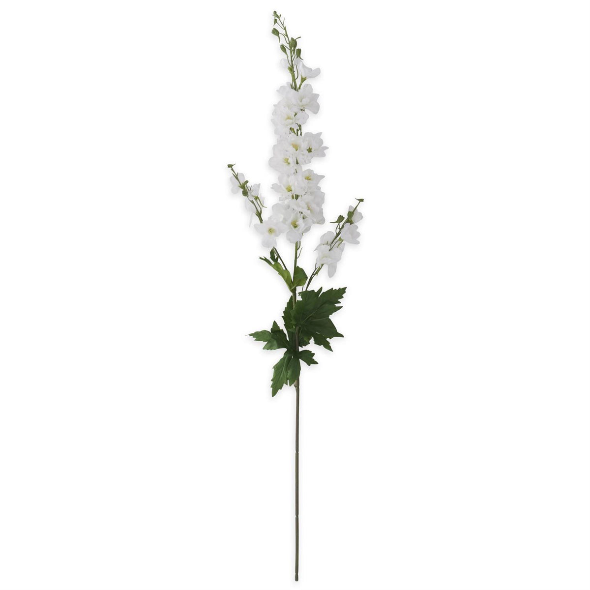 36-inch tall artificial delphinium stem with realistic fabric petals on wire structure