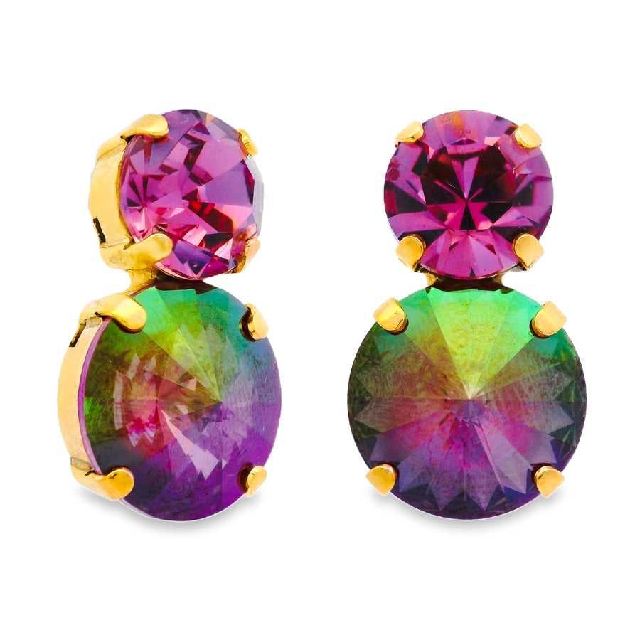 Maegan earrings with brass base metal and dazzling crystals