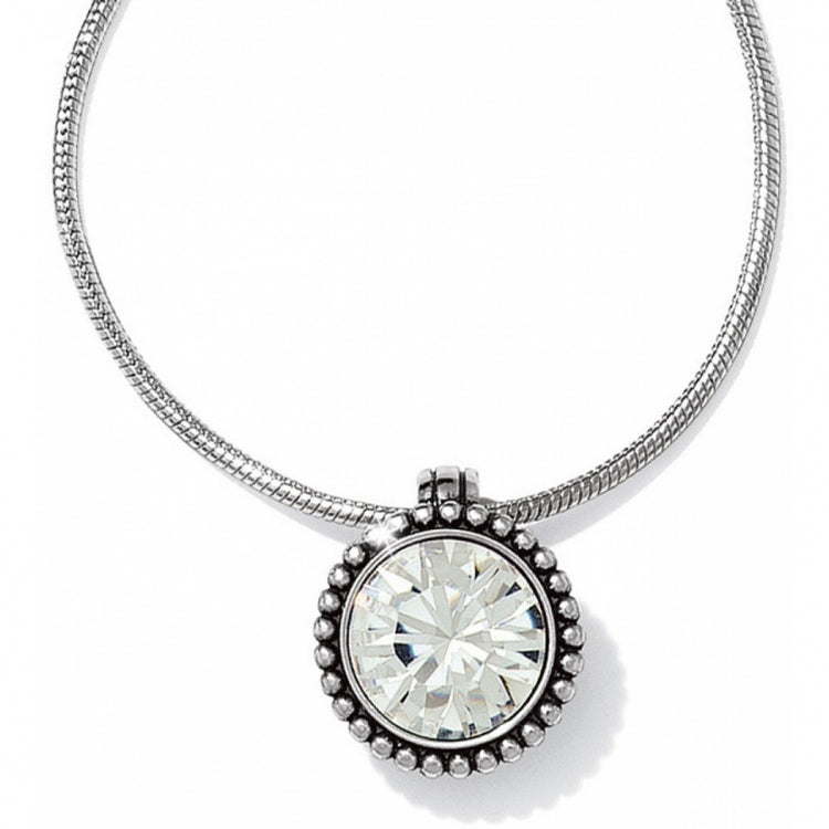 Silver plated necklace with adjustable chain and crystal pendant
