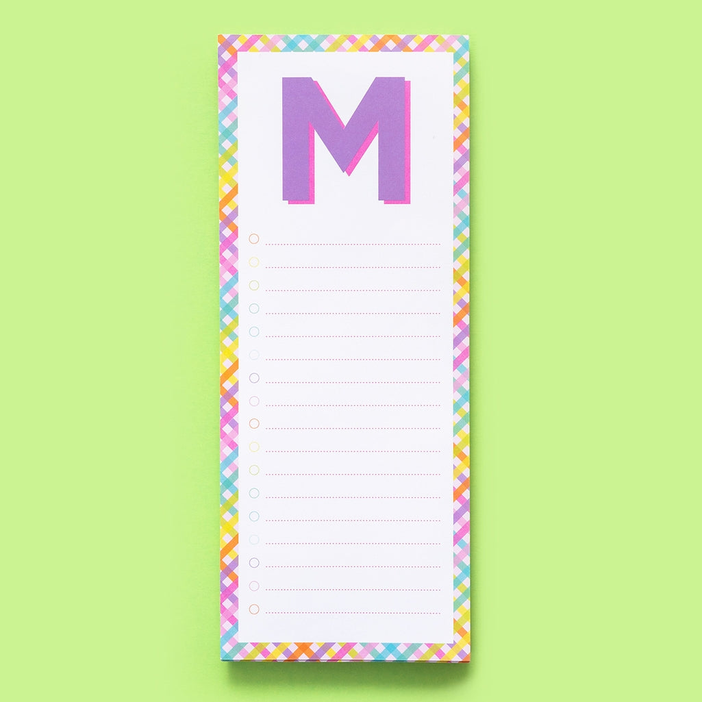 List Pad Letters: white lined paper pad with magnet backing