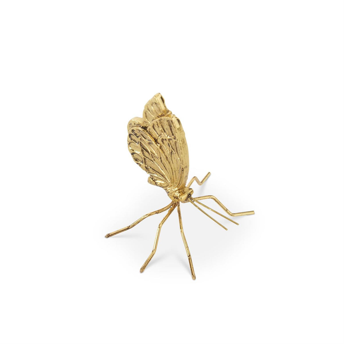 Gold alloy butterfly earrings with a delicate winged silhouette.