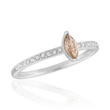 Vintage Rose Marquise Stack Ring with a rose-colored marquise stone and cubic zirconia band.