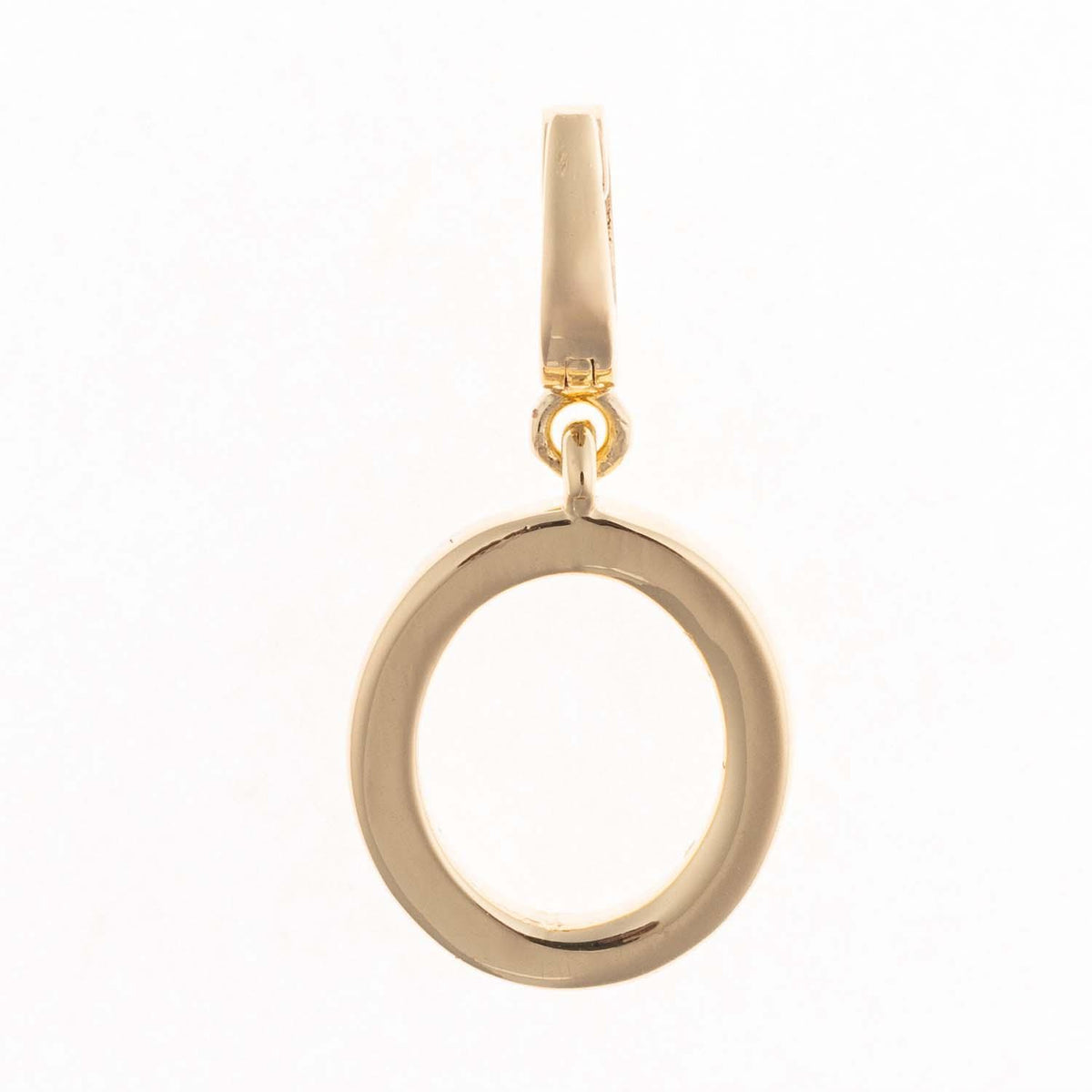 18k gold plated Tia Initial Charm in the letter O with a clasp for necklaces.