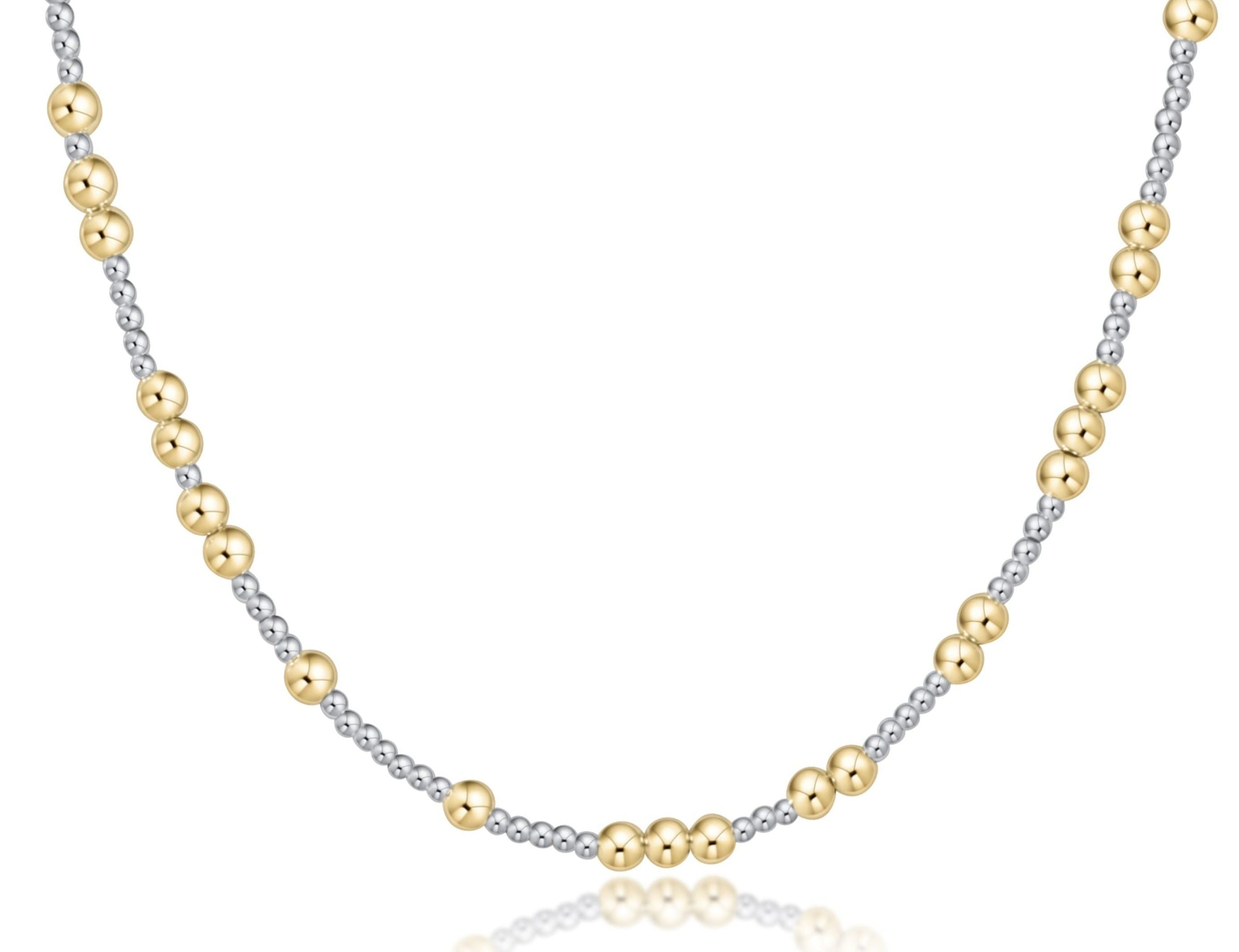 17 inch mixed metal choker with alternating 2mm sterling silver and 4mm 14kt gold-filled beads.