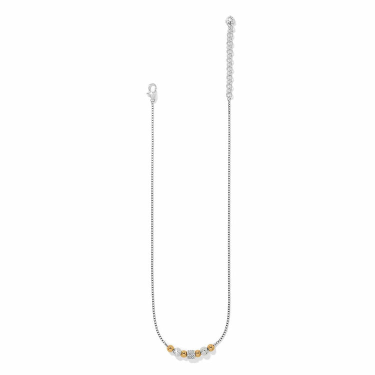 Adjustable two-tone silver-gold petite station necklace with lobster claw closure