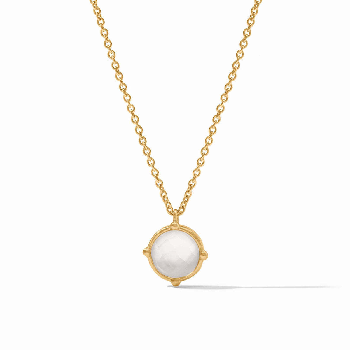 Honeybee solitaire necklace featuring a faceted gemstone with four beads on an adjustable cable chain.