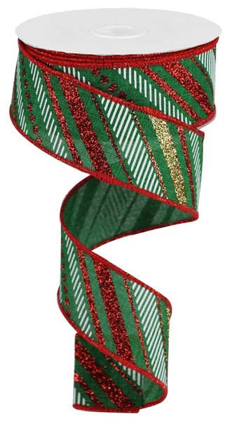 Polyester ribbon with multi diagonal stripes in royal blue.