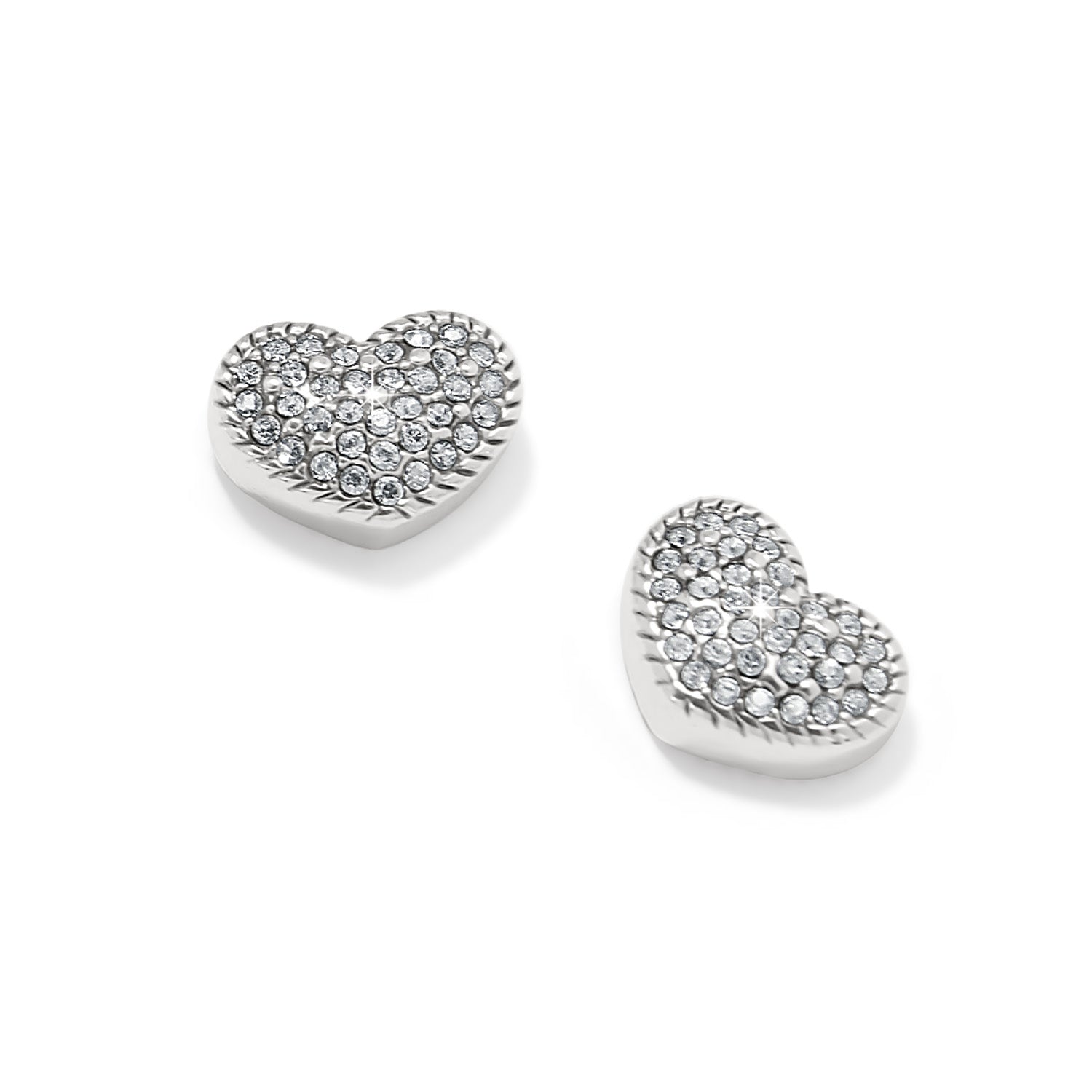 Illumina Celeste silver plated heart post earrings with fine quality crystal pavé.