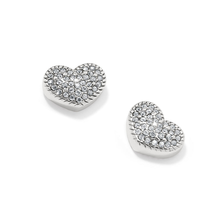 Illumina Celeste silver plated heart post earrings with fine quality crystal pavé.