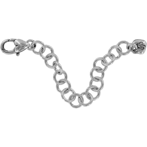 3-inch silver plated short necklace extender with lobster claw clasp and heart-shaped charm.