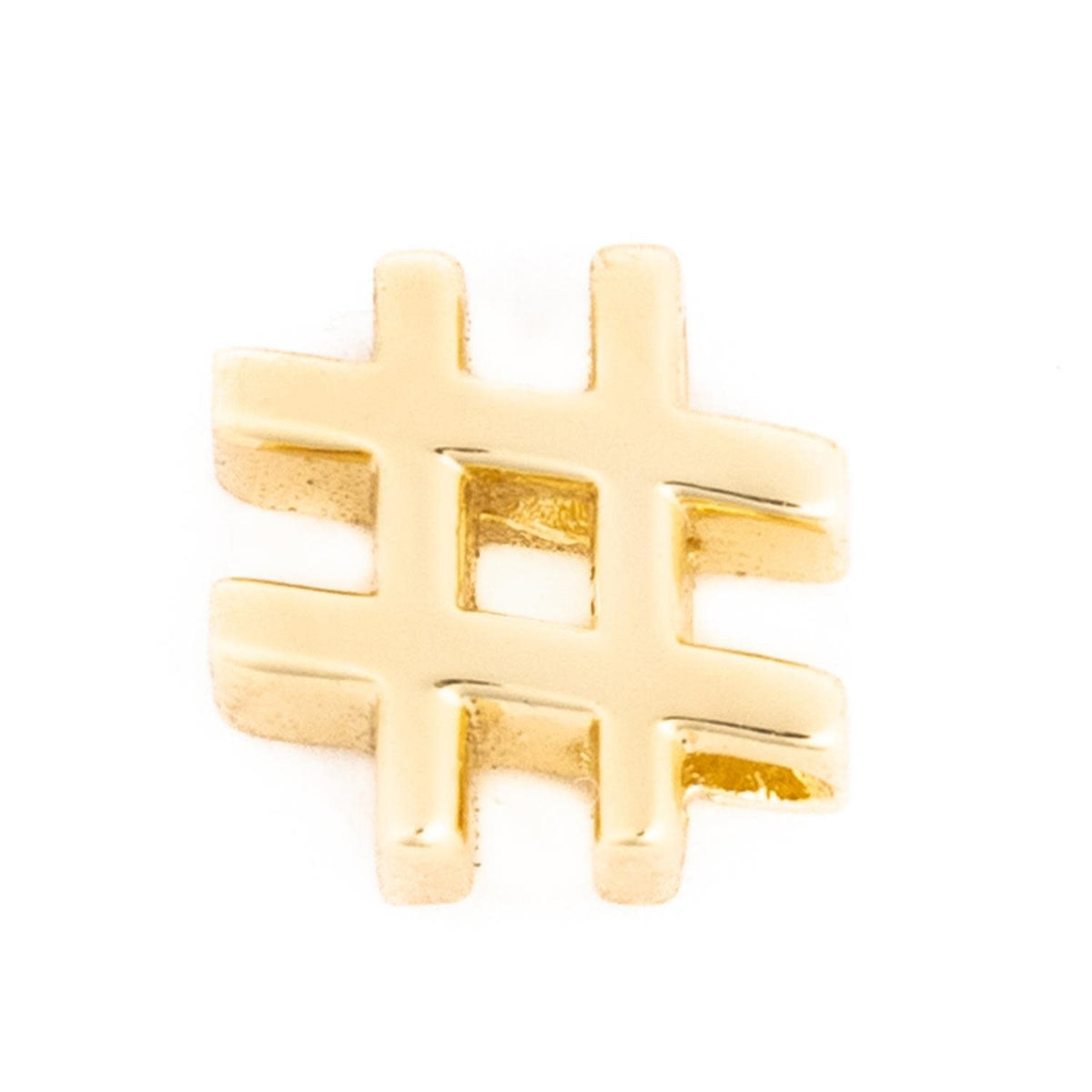 Gold-plated bar charm featuring a number symbol with rounded edges