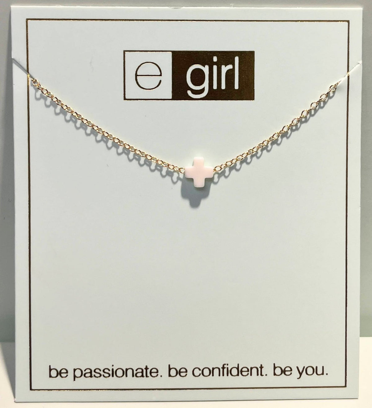 Gold-filled EGirl Signature Cross necklace on a small chain