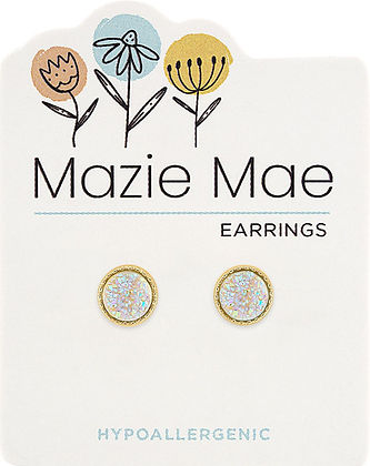 Gold Sparkling White Opal Stud Mazie Mae Earring