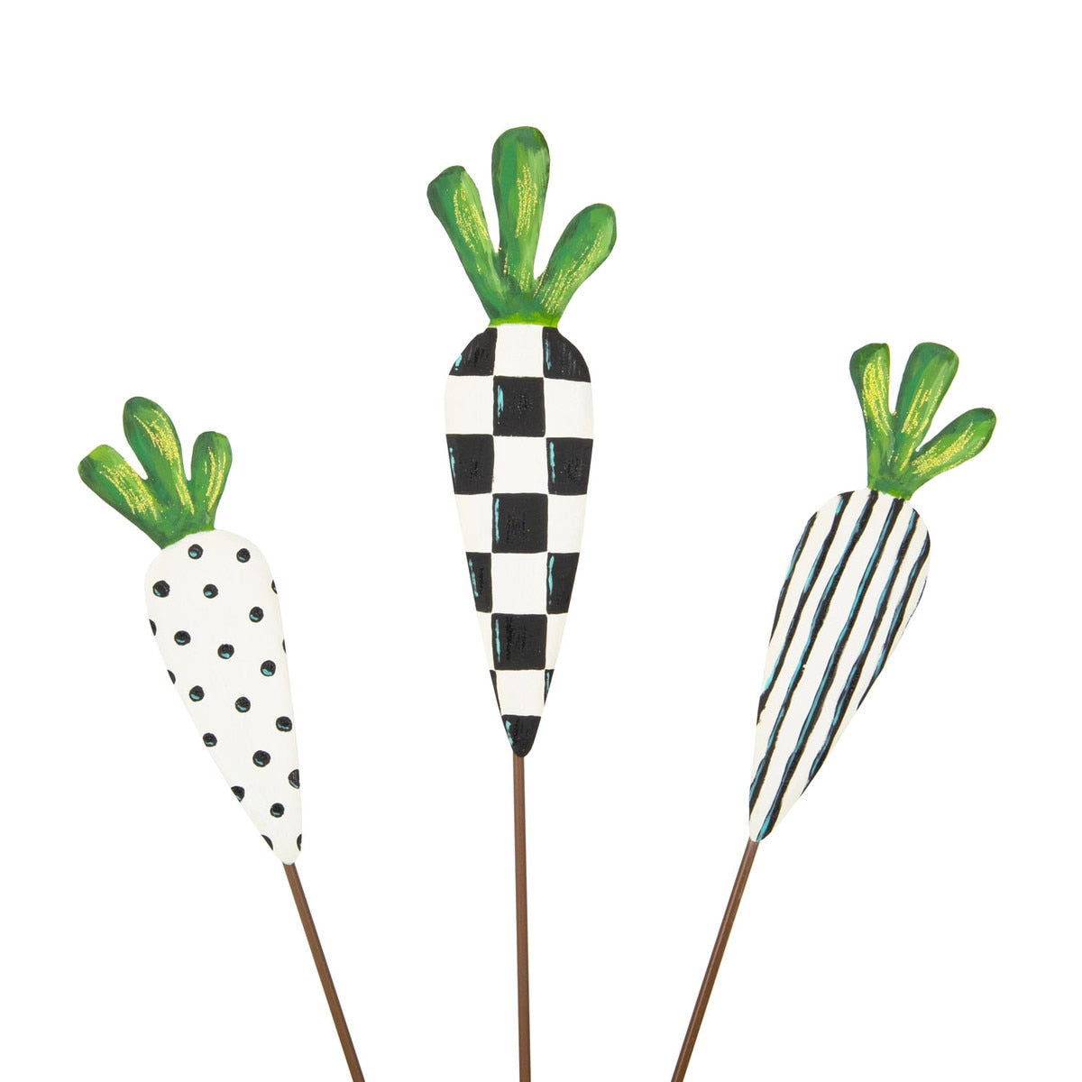 Elegant Carrots stake/hang planter with natural wood finish.