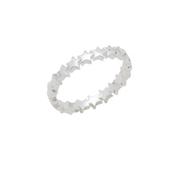 Stack ring in silver metal with a smooth band profile.