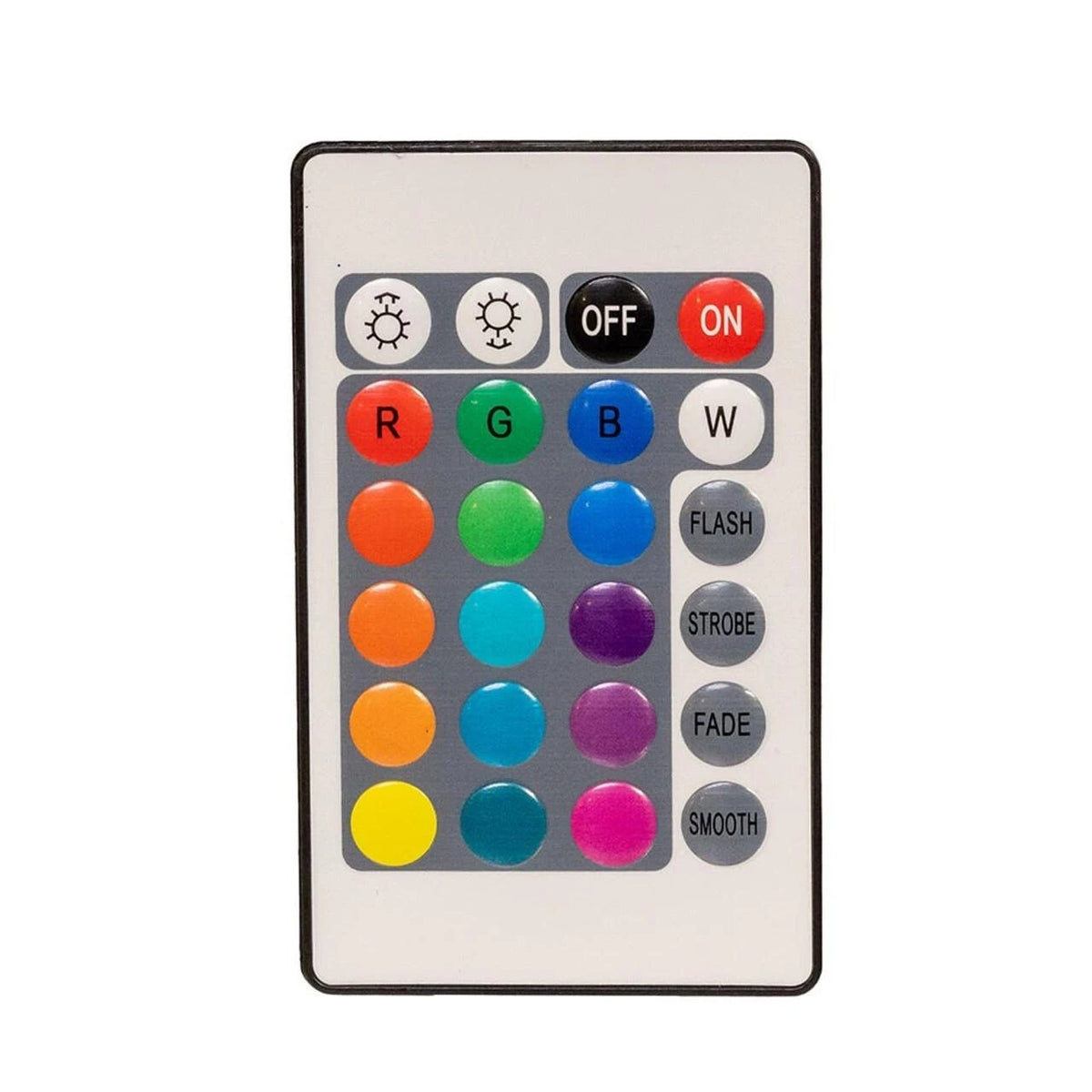 Remote control for multicolor LED star tree topper with color and mode selection buttons.