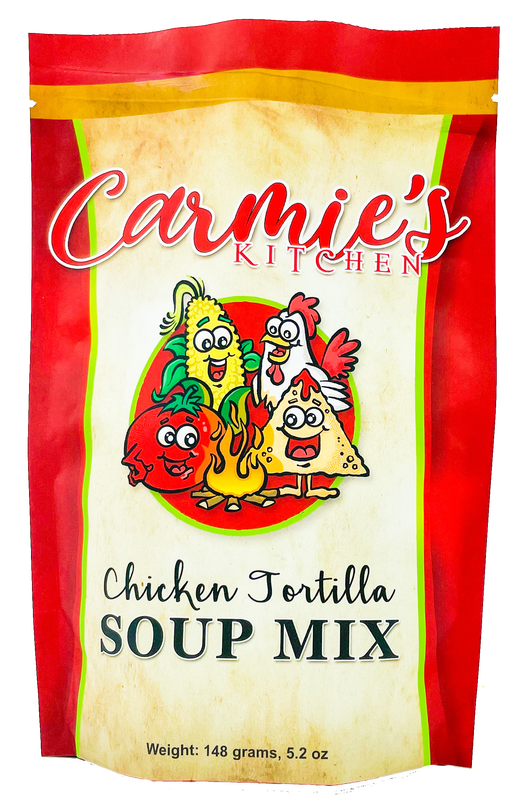 Bag of Chicken Tortilla Soup Mix with visible seasoning ingredients