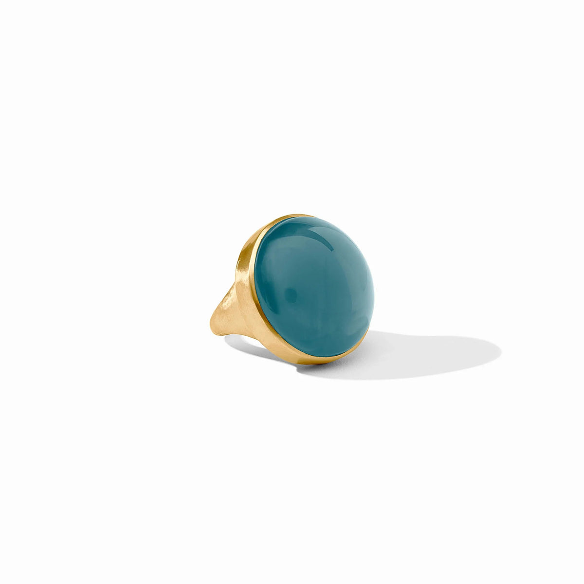 Solara Statement Ring in gold-plated metal with a clear imported glass stone.
