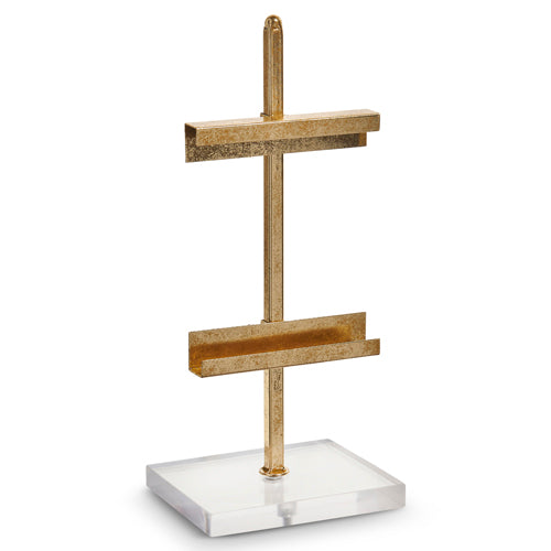 15.5-inch mini easel with a gold-finished iron frame and a clear acrylic base.