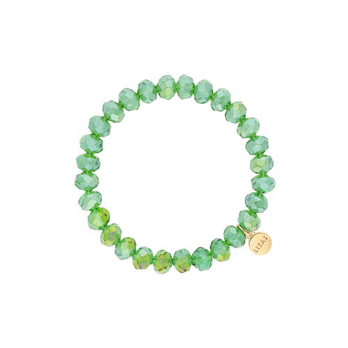 Stretchy bracelet with faceted glass beads in mixed colors