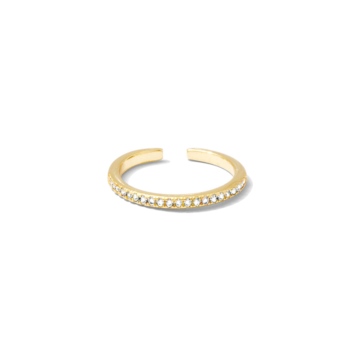 Adjustable Ultra Delicate Pave ring with cubic zirconia stones on an adjustable band.