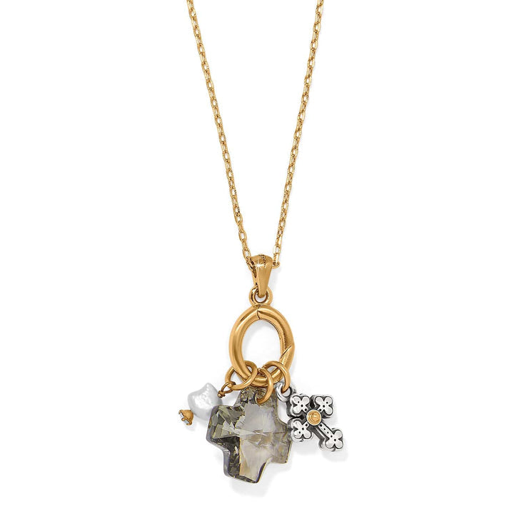 Two-tone crystal and potato pearl short necklace with lobster claw clasp