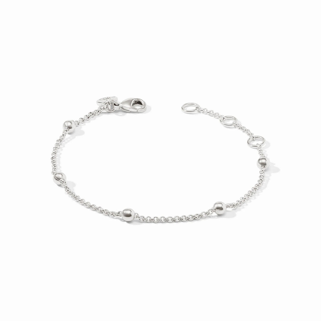 Solara Delicate Bracelet in silver featuring a thin chain with small polished silver beads.