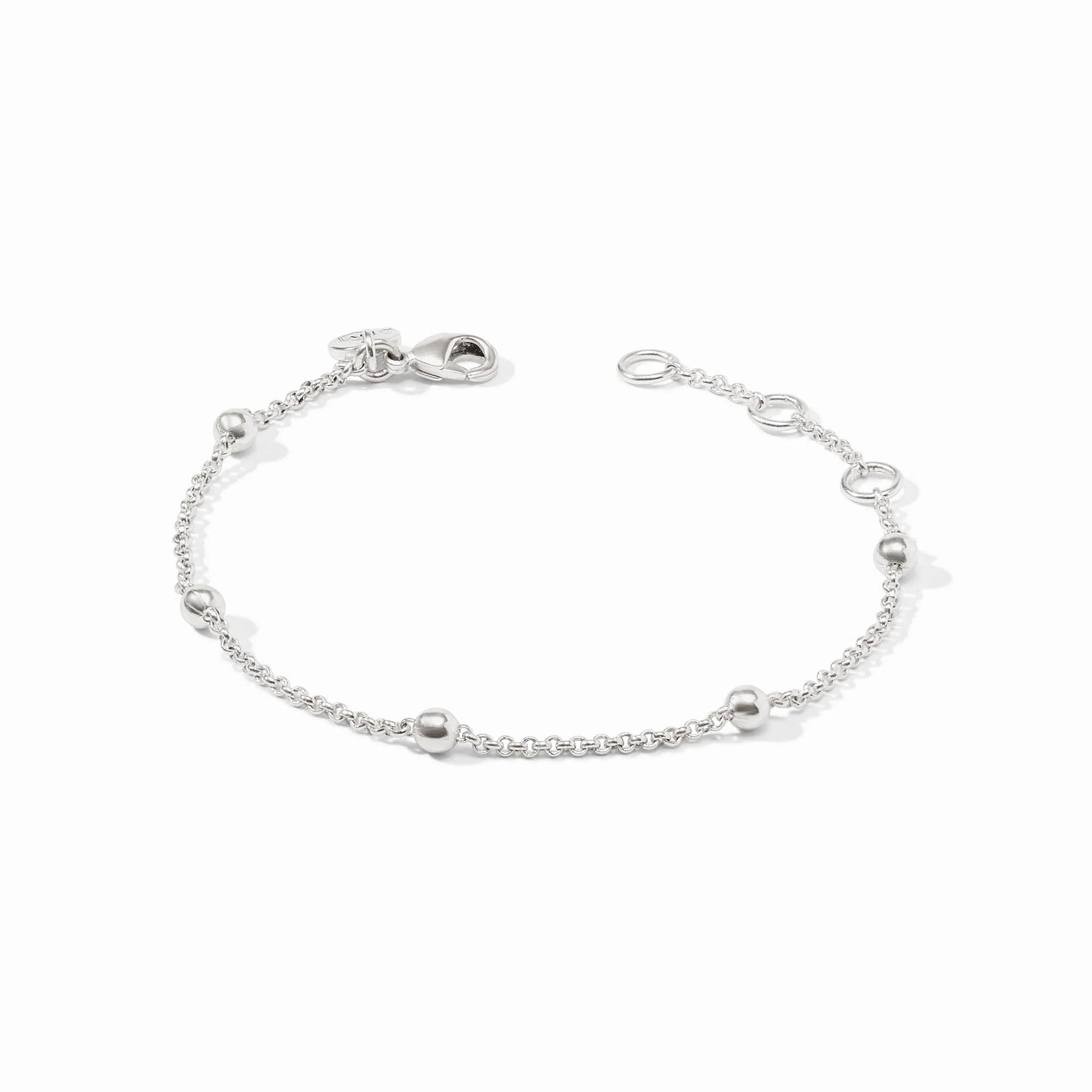 Solara Delicate Bracelet in silver featuring a thin chain with small polished silver beads.