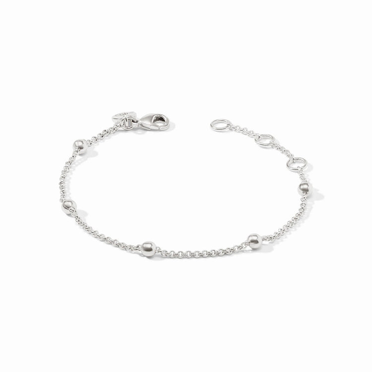 Solara Delicate Bracelet in silver featuring a thin chain with small polished silver beads.