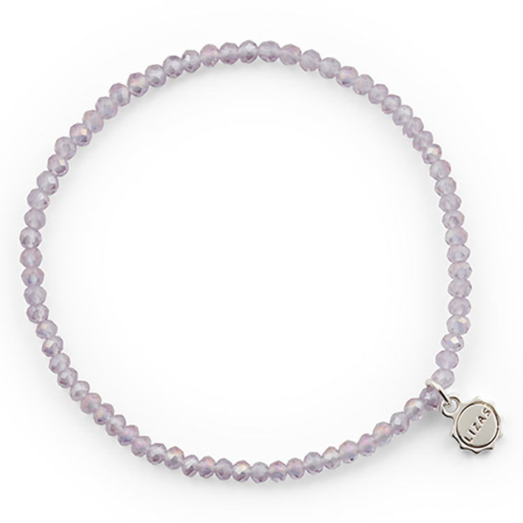 Lizas Quadro Big Bright Colours stretch bracelet with light purple faceted crystal beads.