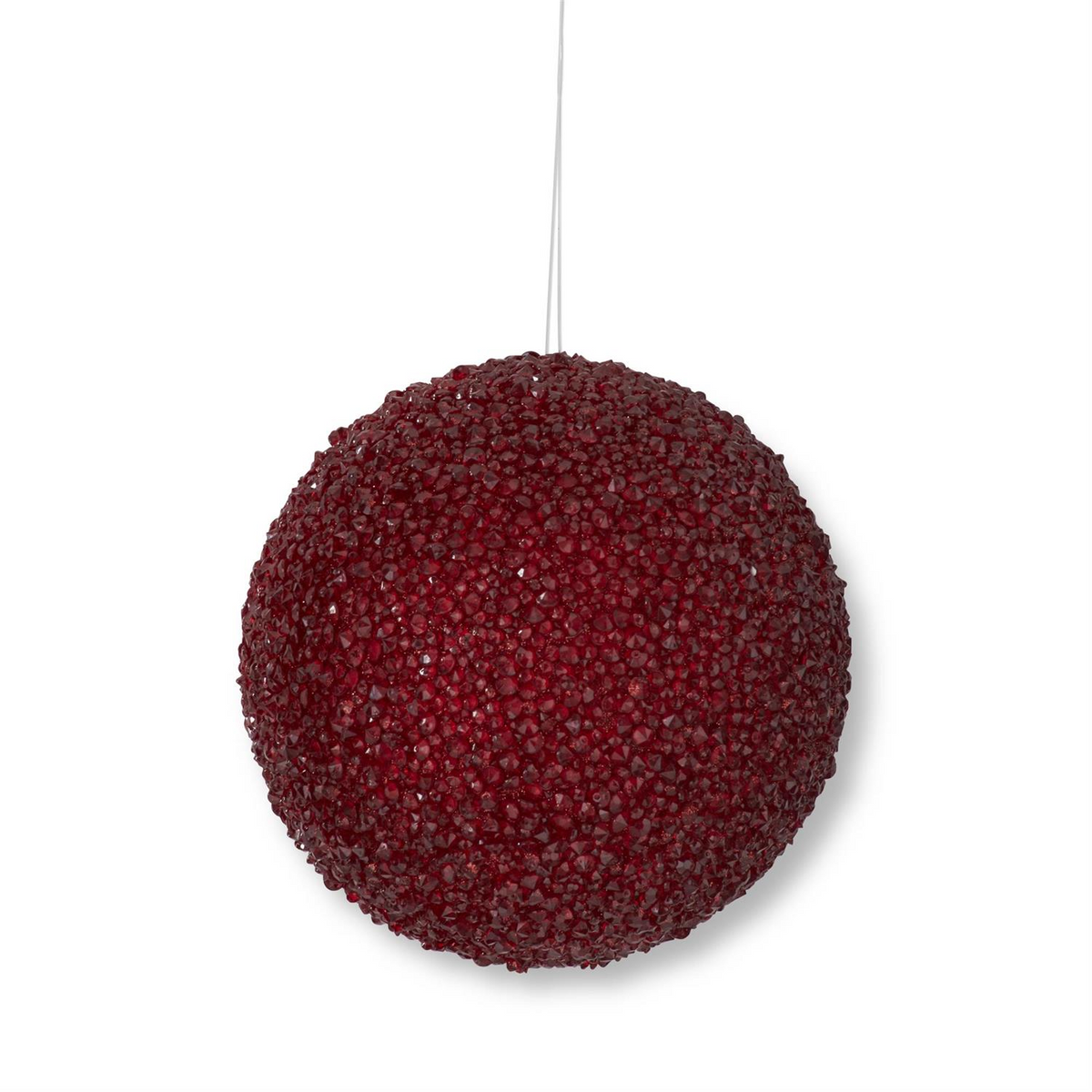 6.25 inch burgundy round Christmas ornament with a textured icy crystal finish.
