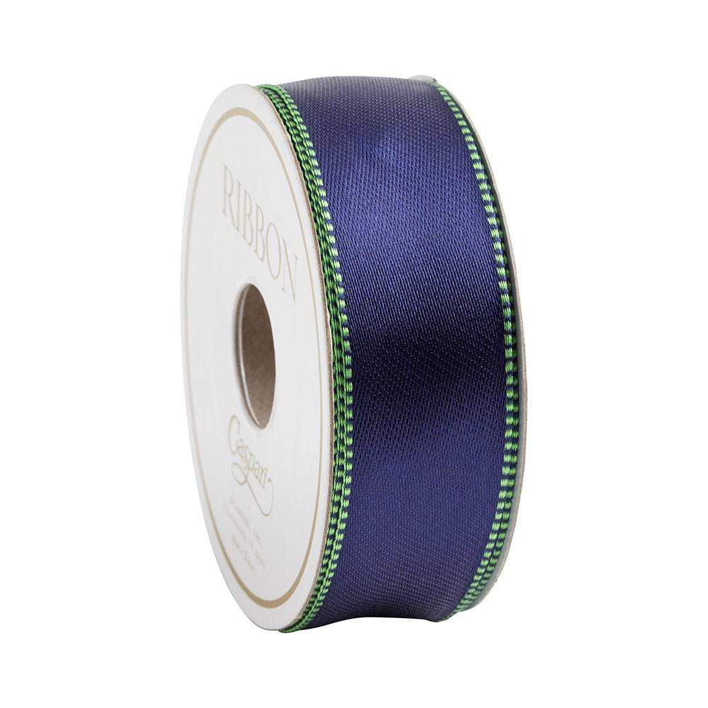 Satin Navy/Green Reversible Ribbon