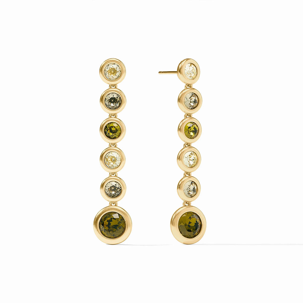 Rainbow tier earring with imported glass stones on a gold post