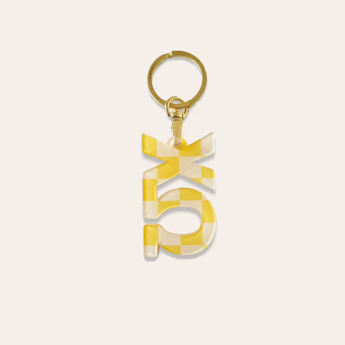 Acrylic sorority Greek letter keychain with a glossy finish.