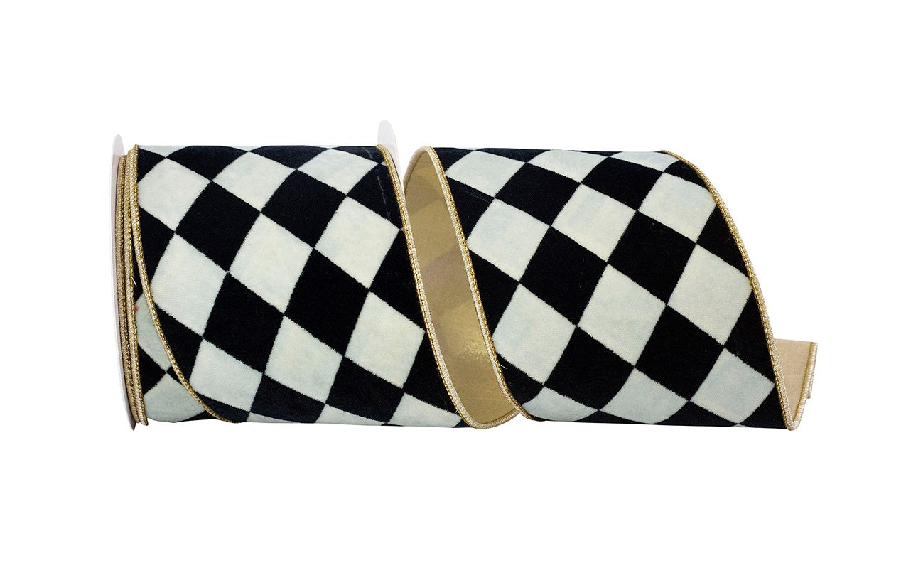 Gold cotton wired edge ribbon with a velvet texture on the back.