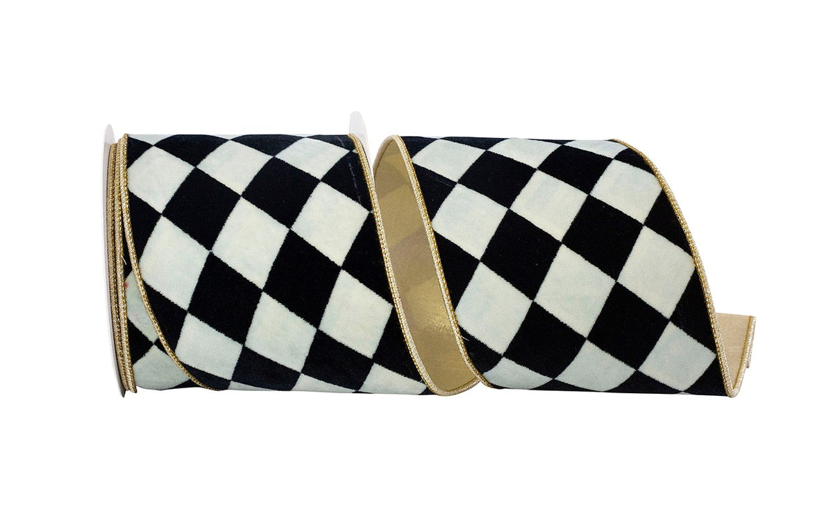 Gold cotton wired edge ribbon with a velvet texture on the back.