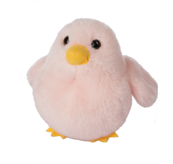 Plush pink chick toy with yellow beak and feet, 3.5" H.