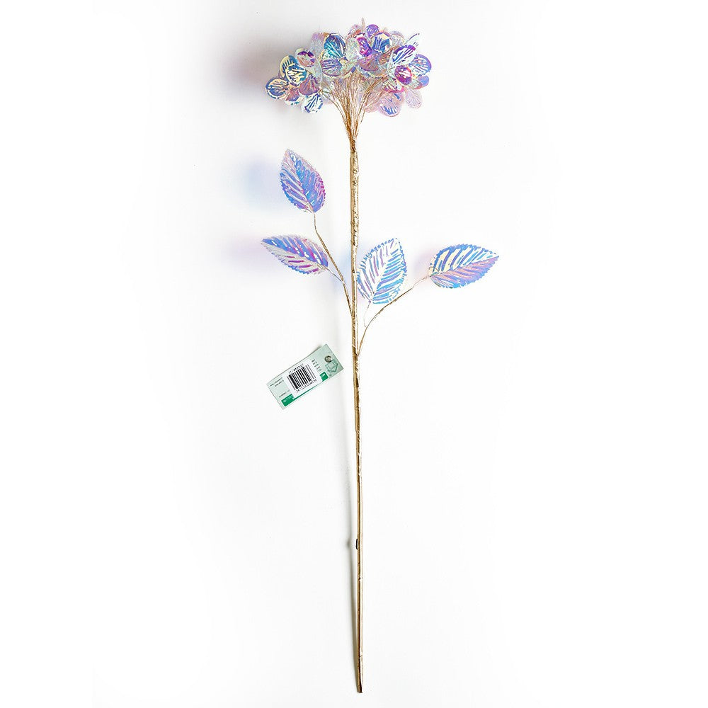 Tall floral stem decoration with a pink rose bouquet in a clear glass vase.