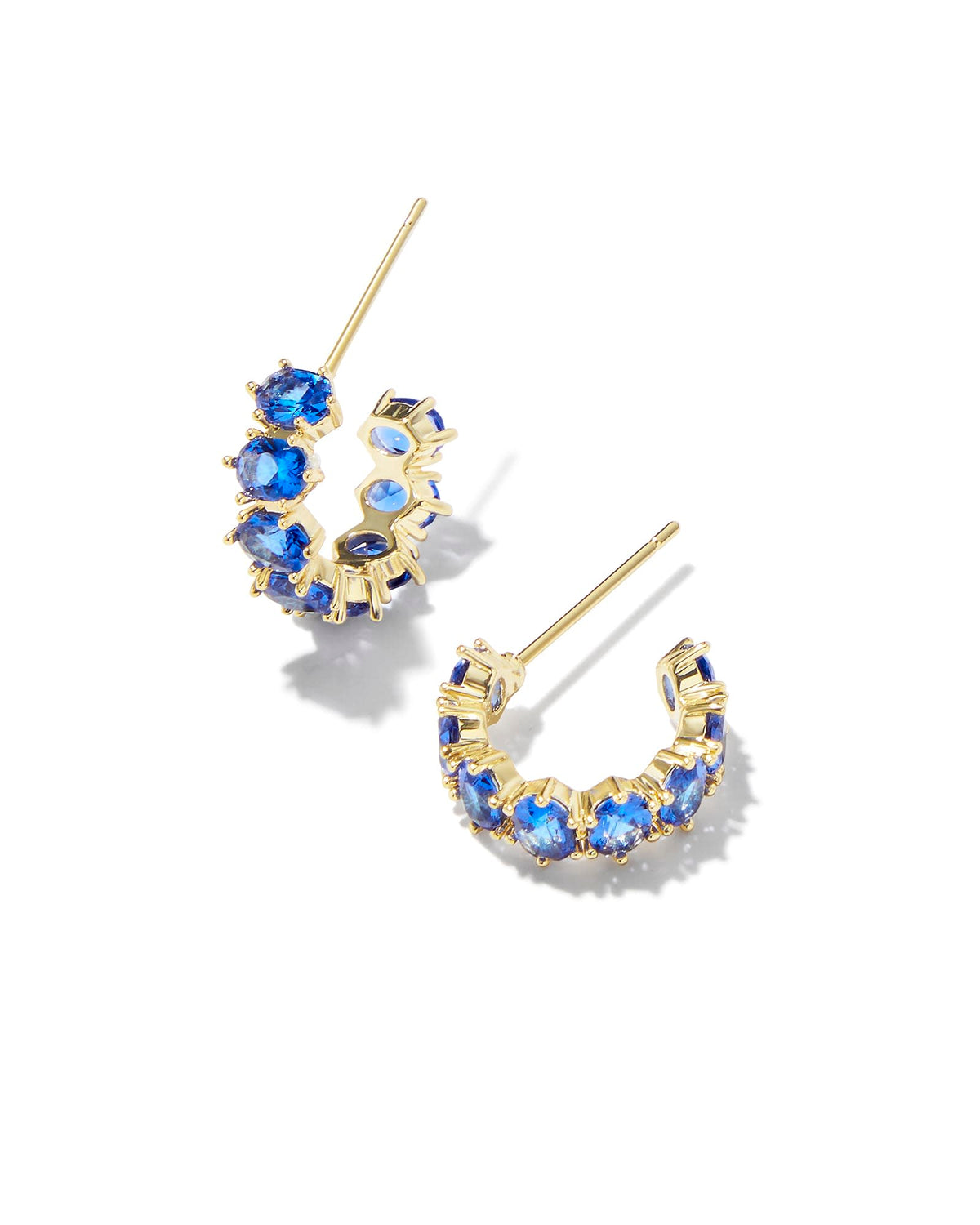Cailin crystal huggie earrings with earpost closure in clear faceted stones.